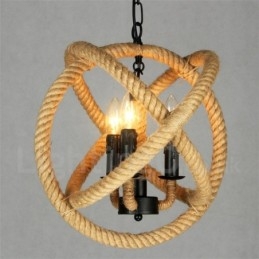 Country Hemp Rope 3 Light Vintage függőlámpa