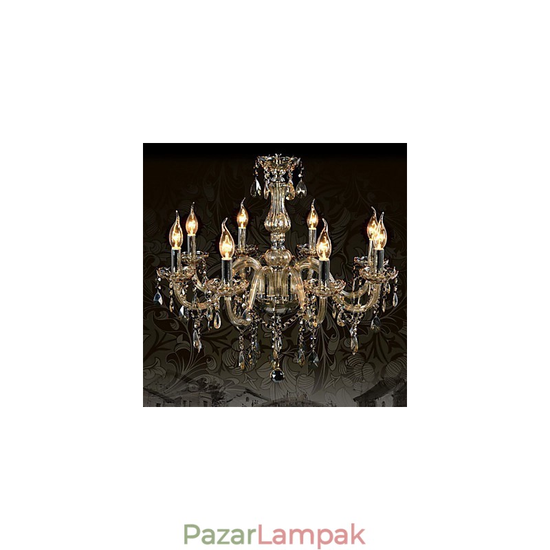 8 Lights Luxus kristálycsillár konyak színű K9 kristálycsillár