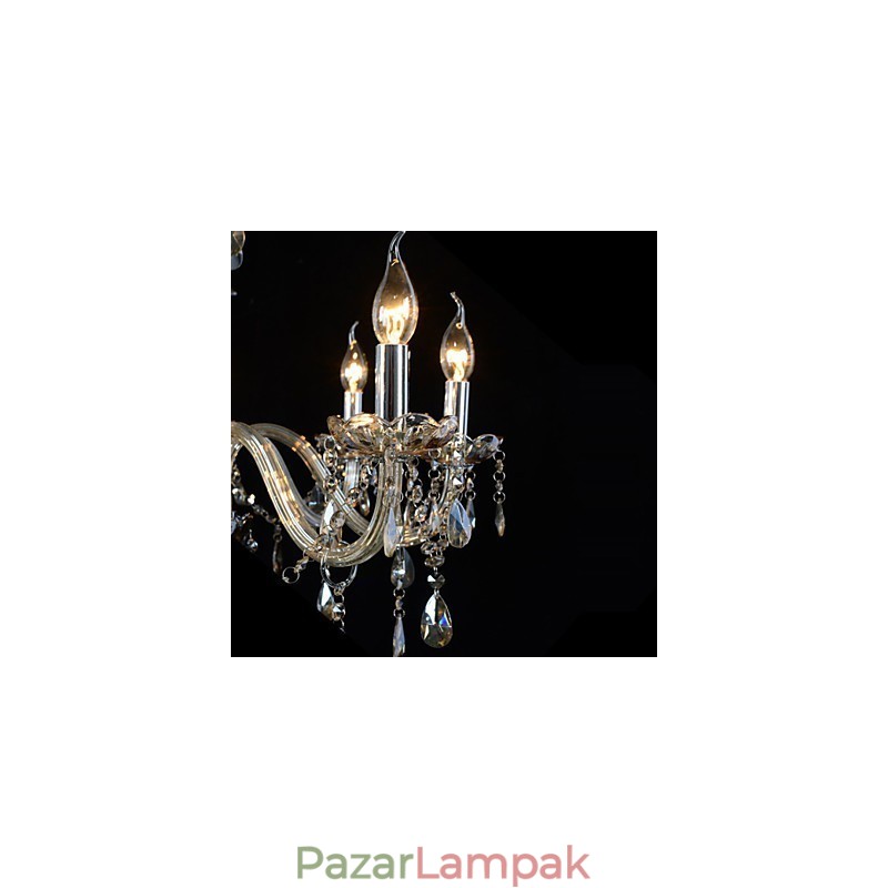 8 Lights Luxus kristálycsillár konyak színű K9 kristálycsillár