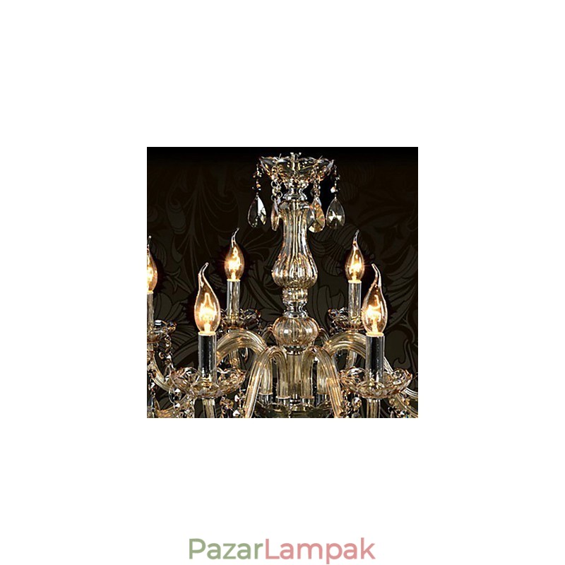 8 Lights Luxus kristálycsillár konyak színű K9 kristálycsillár