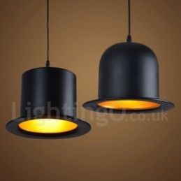 Fekete fém sapka Shape 1 Light Retro Vintage függőlámpa