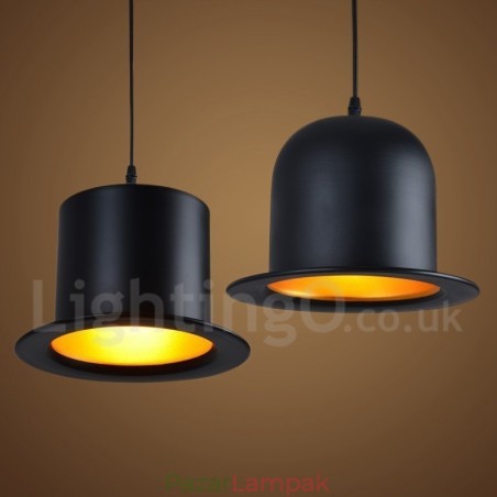 Fekete fém sapka Shape 1 Light Retro Vintage függőlámpa Fekete fém sapka Shape 1 Light Retro Vintage függőlámpa