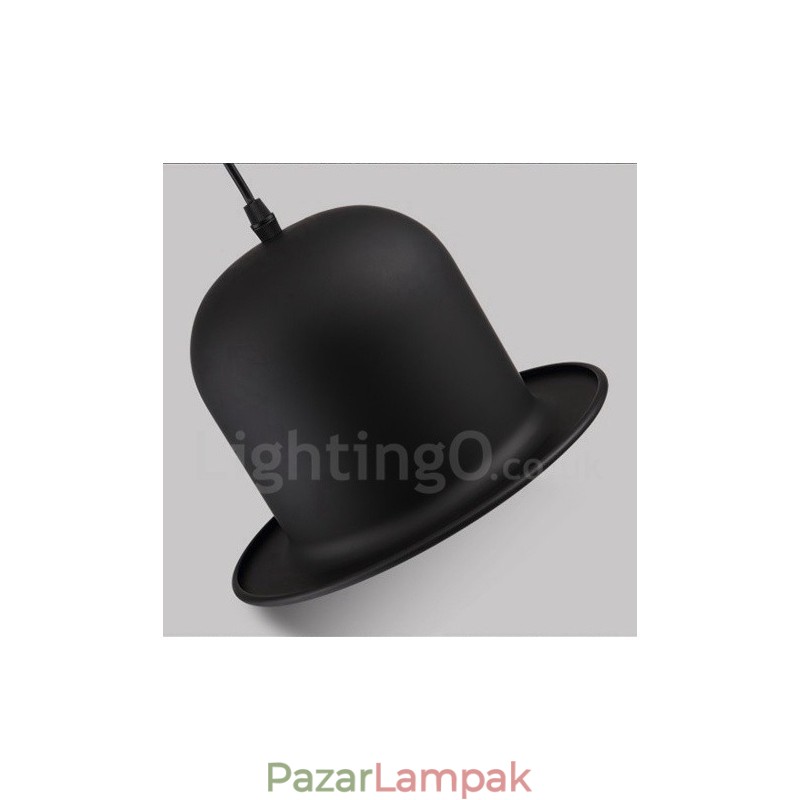 Fekete fém sapka Shape 1 Light Retro Vintage függőlámpa