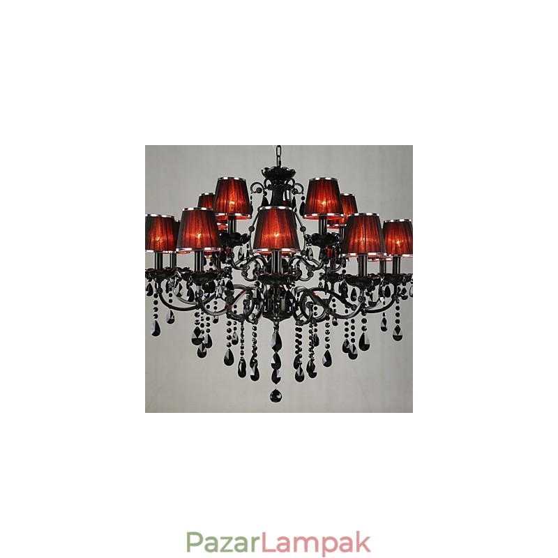 Csillár Crystal Modern Contemporary Crystal 15 Világos piros