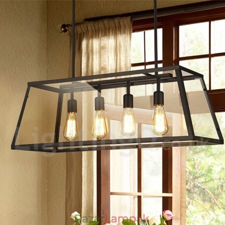 Rusztikus Lodge Vintage fém függőlámpa üvegárnyékolással