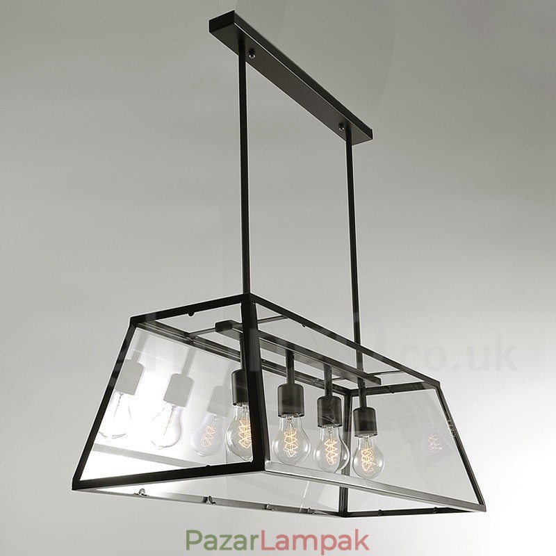 Rusztikus Lodge Vintage fém függőlámpa üvegárnyékolással