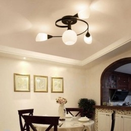 4 Világos rusztikus Lodge integrált csillár üvegernyővel