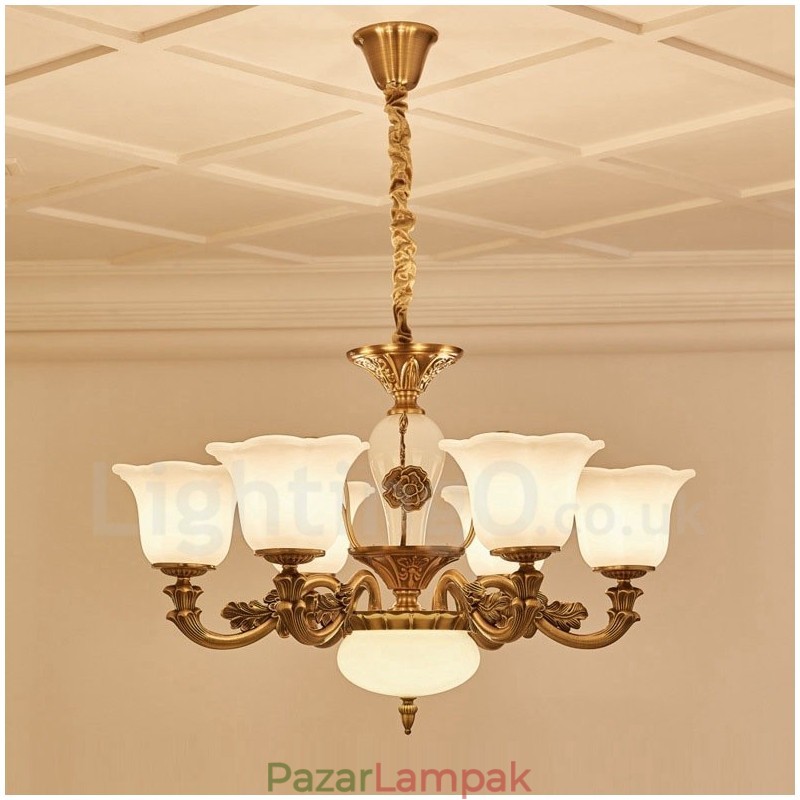 6 könnyű, hagyományos klasszikus integrált fém luxuscsillár