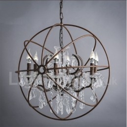 Átmérő 60cm 80cm Vintage kristályfestés fémcsillár rozsdás színű függőlámpa