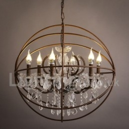Átmérő 60cm 80cm Vintage kristályfestés fémcsillár rozsdás színű függőlámpa