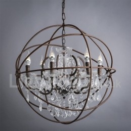 Átmérő 60cm 80cm Vintage kristályfestés fémcsillár rozsdás színű függőlámpa