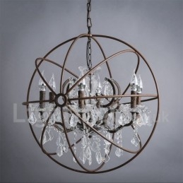Átmérő 60cm 80cm Vintage kristályfestés fémcsillár rozsdás színű függőlámpa