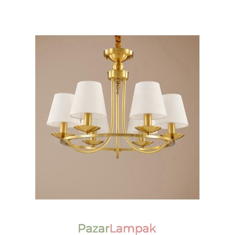 6 Világos rusztikus Lodge integrált fém réz csillár