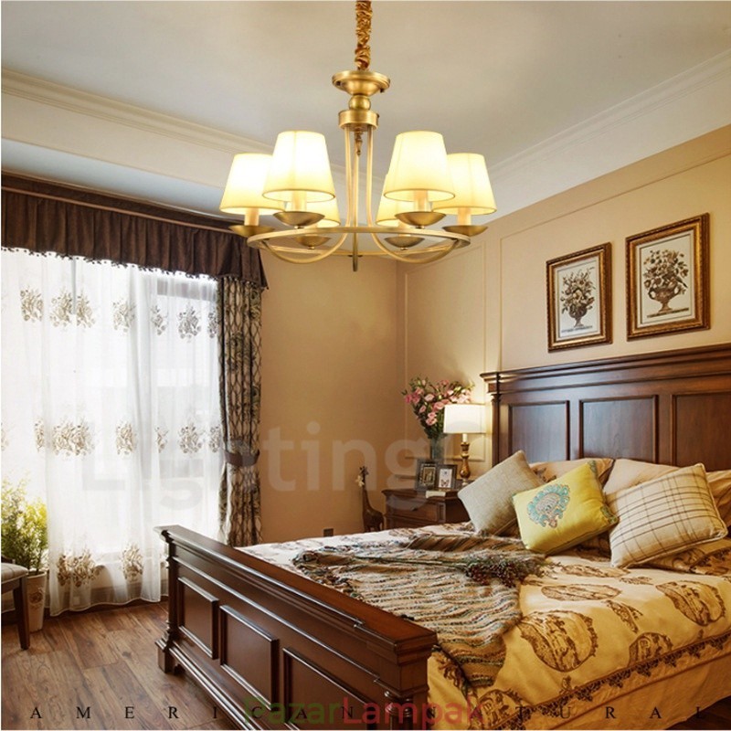 6 Világos rusztikus Lodge integrált fém réz csillár