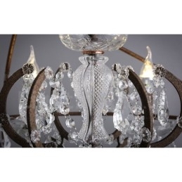 Átmérő 60cm 80cm Vintage kristályfestés fémcsillár rozsdás színű függőlámpa