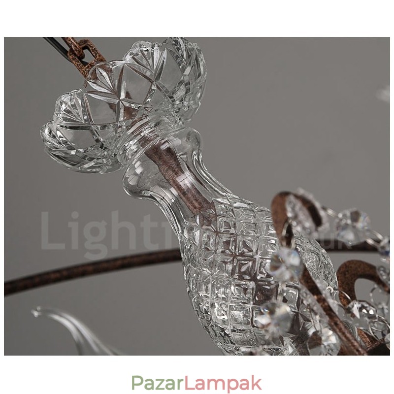 Átmérő 60cm 80cm Vintage kristályfestés fémcsillár rozsdás színű függőlámpa