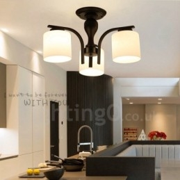 3 Light Country integrált fém csillár üvegernyővel
