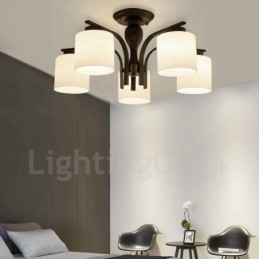 5 Light Country integrált fém csillár üvegernyővel