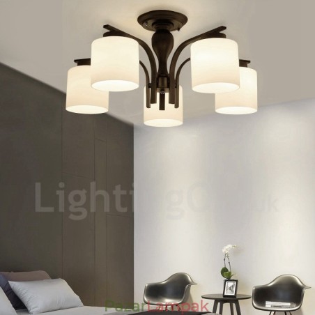 5 Light Country integrált fém csillár üvegernyővel 5 Light Country integrált fém csillár üvegernyővel