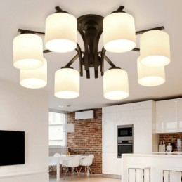 8 Light Country integrált fém csillár üvegernyővel