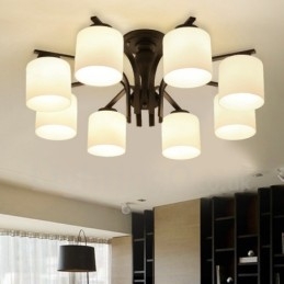 8 Light Country integrált fém csillár üvegernyővel