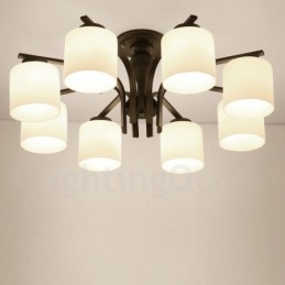 8 Light Country integrált fém csillár üvegernyővel