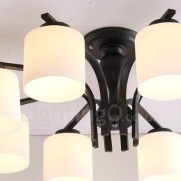 8 Light Country integrált fém csillár üvegernyővel