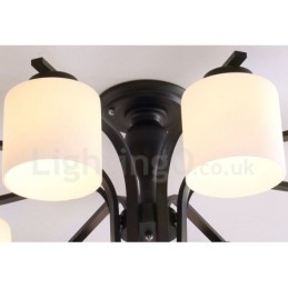 8 Light Country integrált fém csillár üvegernyővel
