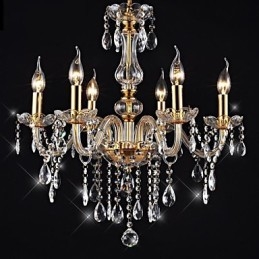 Chandelier 6 Lights Golden Vintage Crystal Feature
