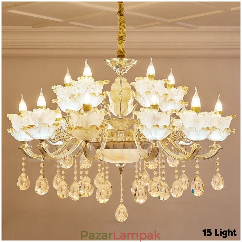 15 Light Traditional Classic integrált fém csillár