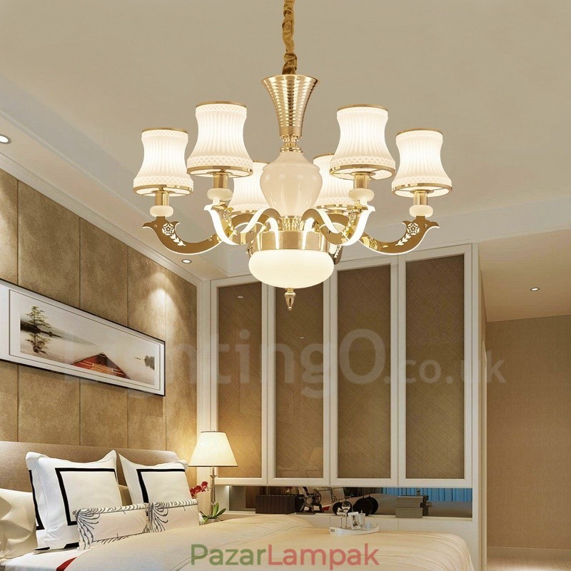 6 Light Traditional Classic integrált fém luxus gyertyacsillár