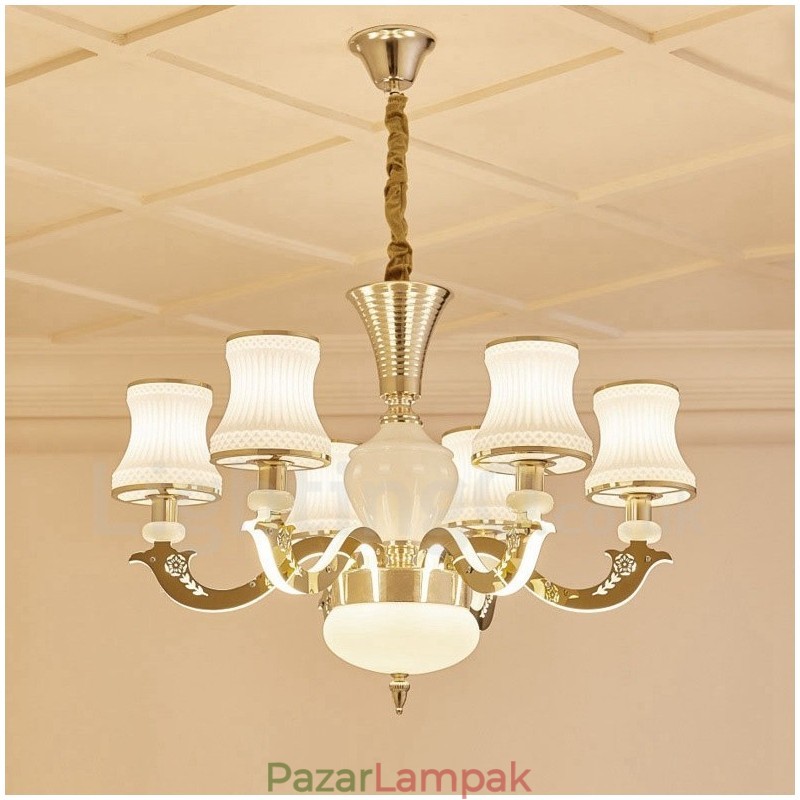 6 Light Traditional Classic integrált fém luxus gyertyacsillár