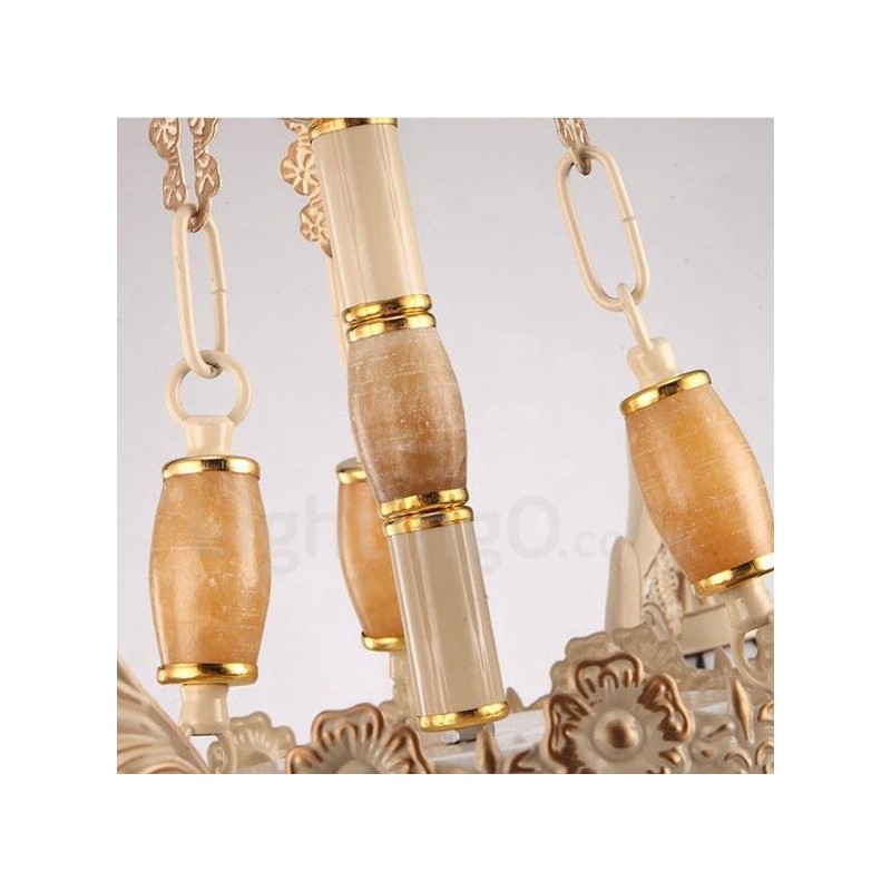 11 Könnyű mediterrán stílusú integrált fémcsillár üvegernyővel