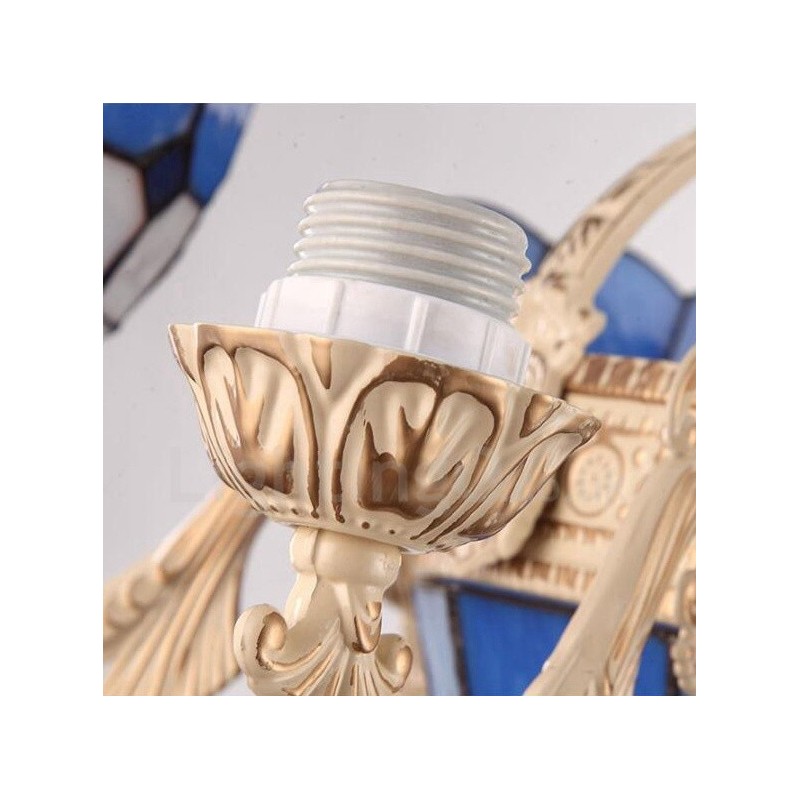 11 Könnyű mediterrán stílusú integrált fémcsillár üvegernyővel