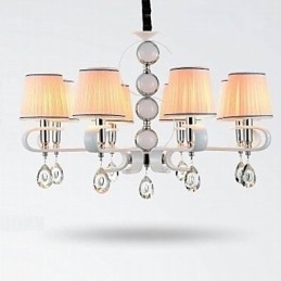 Fabric Chandelier 8 Light High Grade lámpa fehér jade ezüst gyűrű