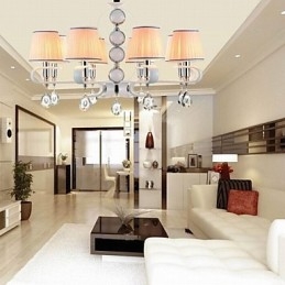 Fabric Chandelier 8 Light High Grade lámpa fehér jade ezüst gyűrű