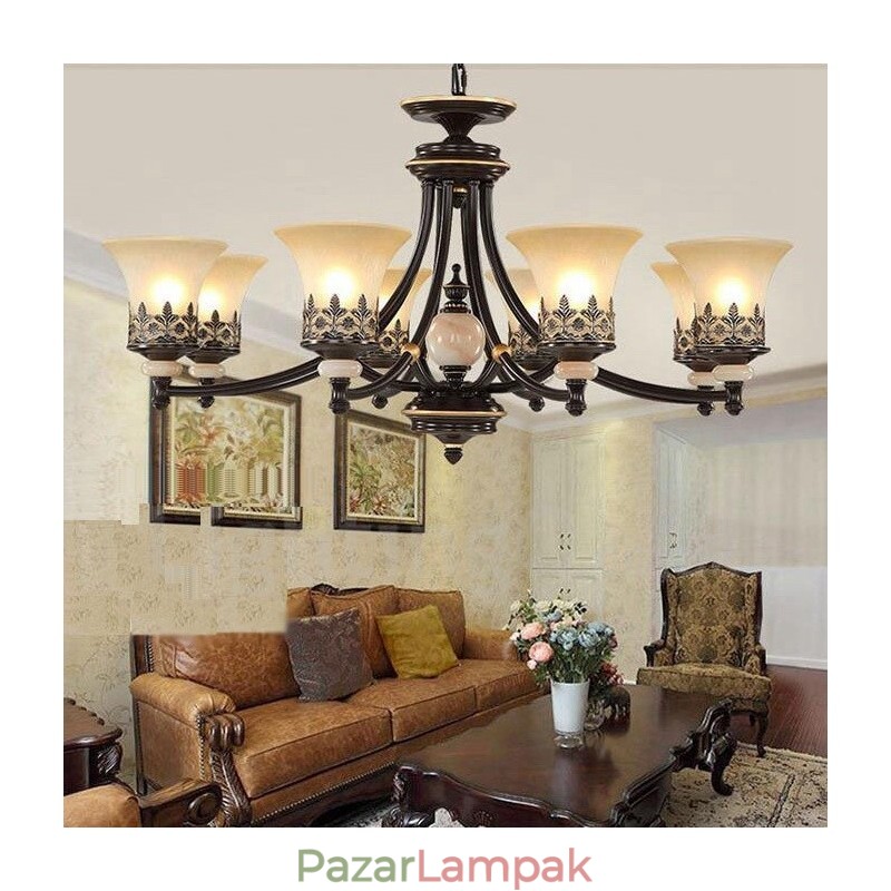 8 Light Traditional Classic integrált fém csillár