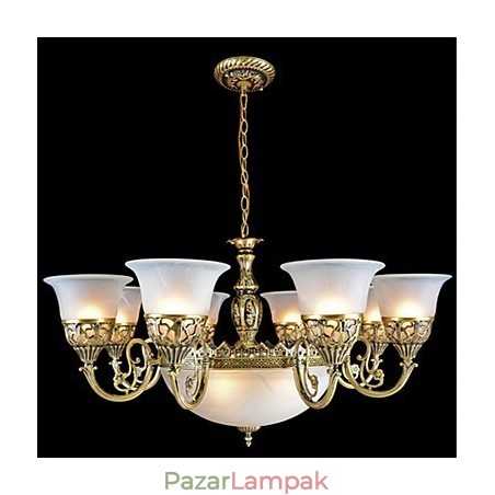 Bronz csillár Eleven Lights Moire Glass European Retro Classic Bronz csillár Eleven Lights Moire Glass European Retro Classic