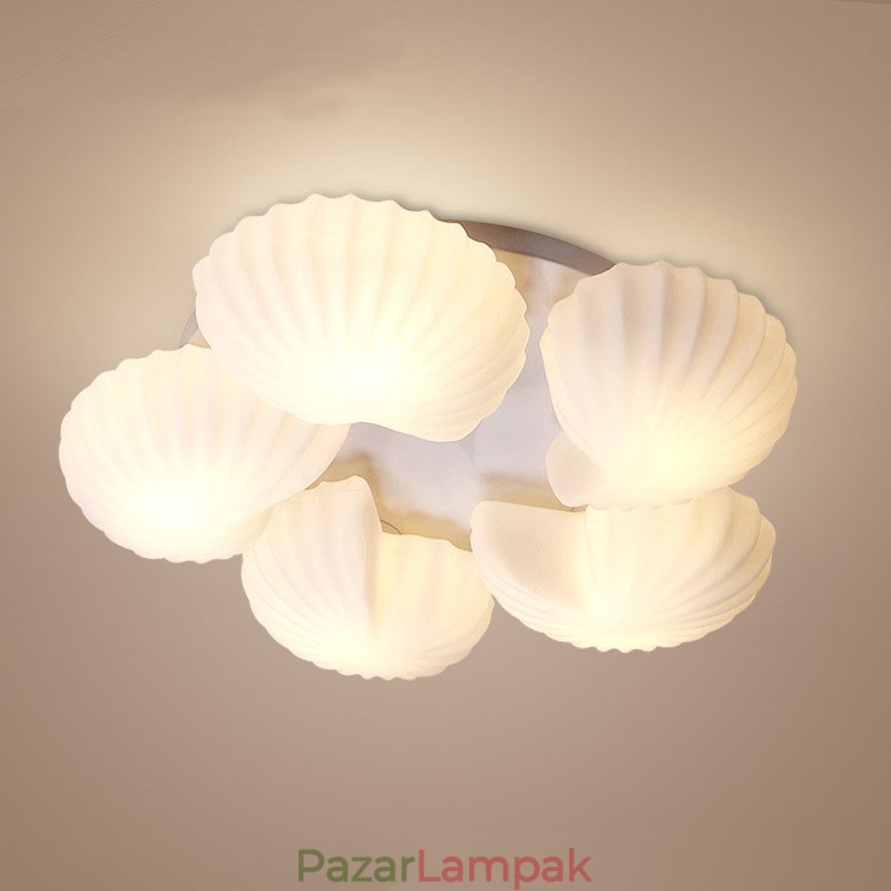 Conch 5 Light hagyományos klasszikus integrált csillár üvegernyővel