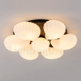 7 Light Traditional Classic integrált csillár üvegernyővel