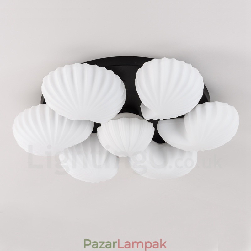 7 Light Traditional Classic integrált csillár üvegernyővel