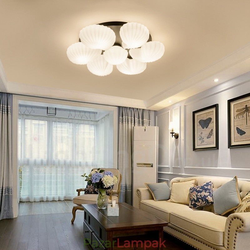 7 Light Traditional Classic integrált csillár üvegernyővel