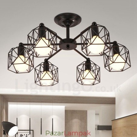 6 Világos rusztikus Lodge integrált csillár