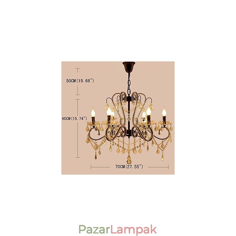 6 fényű kristálycsillár Modern kortárs, hagyományos, klasszikus, rusztikus páholy Vintage retro