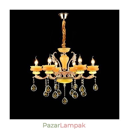 Hagyományos klasszikus cinkötvözet funkció a Crystal Mini Style fém 6 izzós csillárhoz Hagyományos klasszikus cinkötvözet funkció a Crystal Mini Style fém 6 izzós csillárhoz