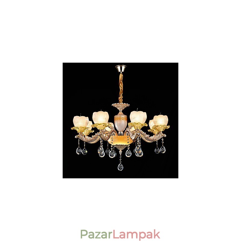 Hagyományos klasszikus cinkötvözet funkció a Crystal Mini Style fém 8 izzós csillárhoz