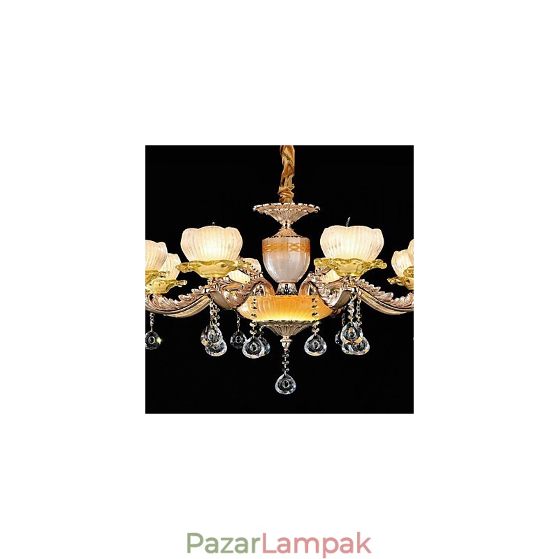 Hagyományos klasszikus cinkötvözet funkció a Crystal Mini Style fém 8 izzós csillárhoz