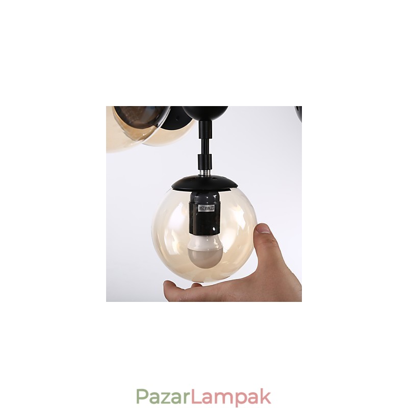 Négy fényű, posztmodern európai stílusú Modo fém üveg függőlámpa az előtér díszítése ipari csillár lámpa