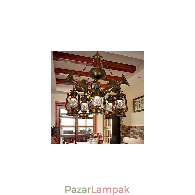 Rusztikus Lodge Vintage Retro Country Globe festési funkció mini stílusú tervezőknek Fém csillár