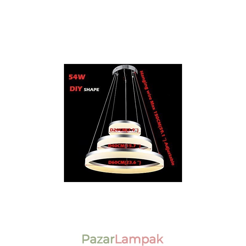 Kerek csillár lámpák Világítás Modern akril lámpák Luxus három gyűrűs mennyezeti világítótestek